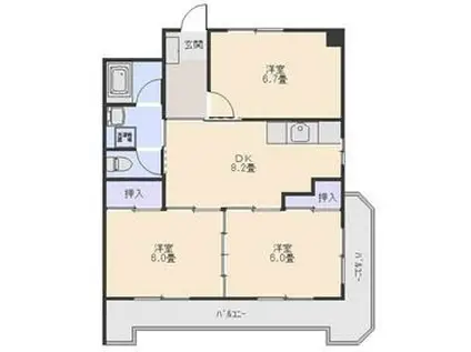 グリーンプラザ(3DK/5階)の間取り写真