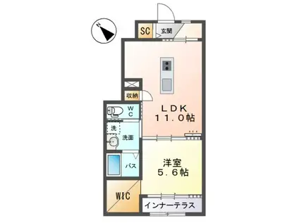 カーサ桜(1LDK/1階)の間取り写真