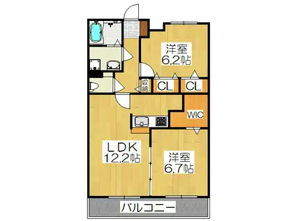 カルム・ベル・メゾン(2LDK/1階)の間取り写真