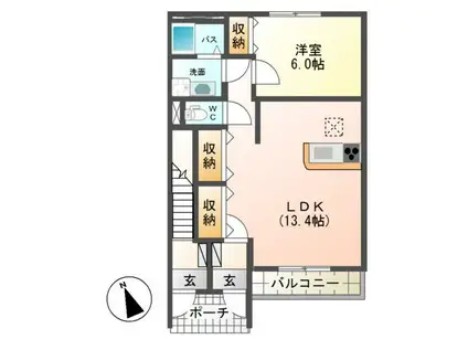 ミートソレイユ(1LDK/1階)の間取り写真
