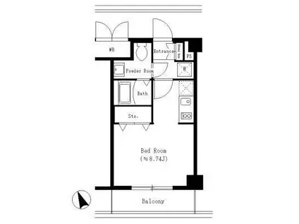 ブリリアント恵比寿(ワンルーム/2階)の間取り写真