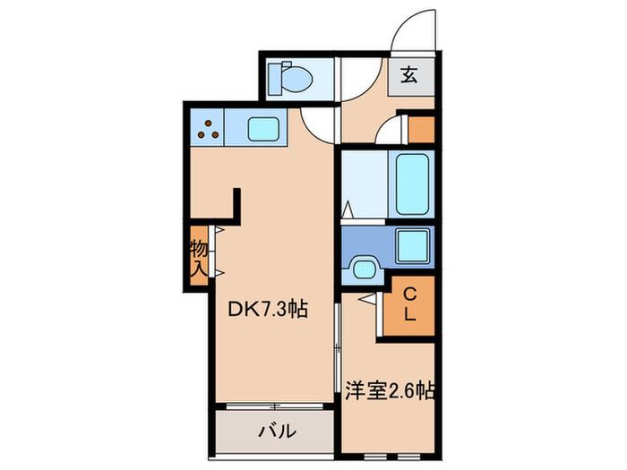 KAG.R九産大前(1DK/1階)の間取り写真