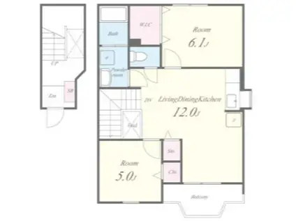 マーベラスコート(2LDK/2階)の間取り写真