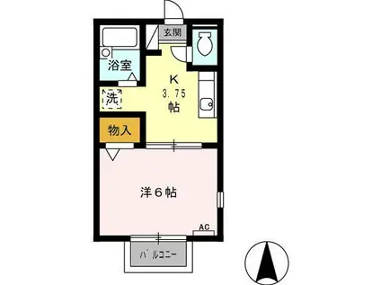 プランティオI(1K/2階)の間取り写真