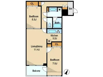 レジディアタワー上池袋(2LDK/13階)の間取り写真