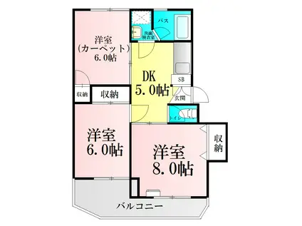 寺崎ハイツ(3DK/4階)の間取り写真