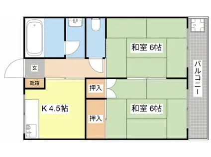 湖琴マンション(2K/2階)の間取り写真