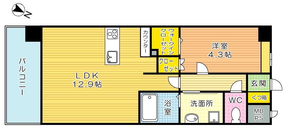 リオ・グランデ(1LDK/5階)の間取り写真