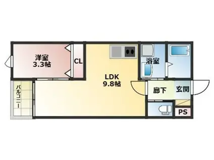 筑紫野市針摺南2丁目D棟(1LDK/1階)の間取り写真