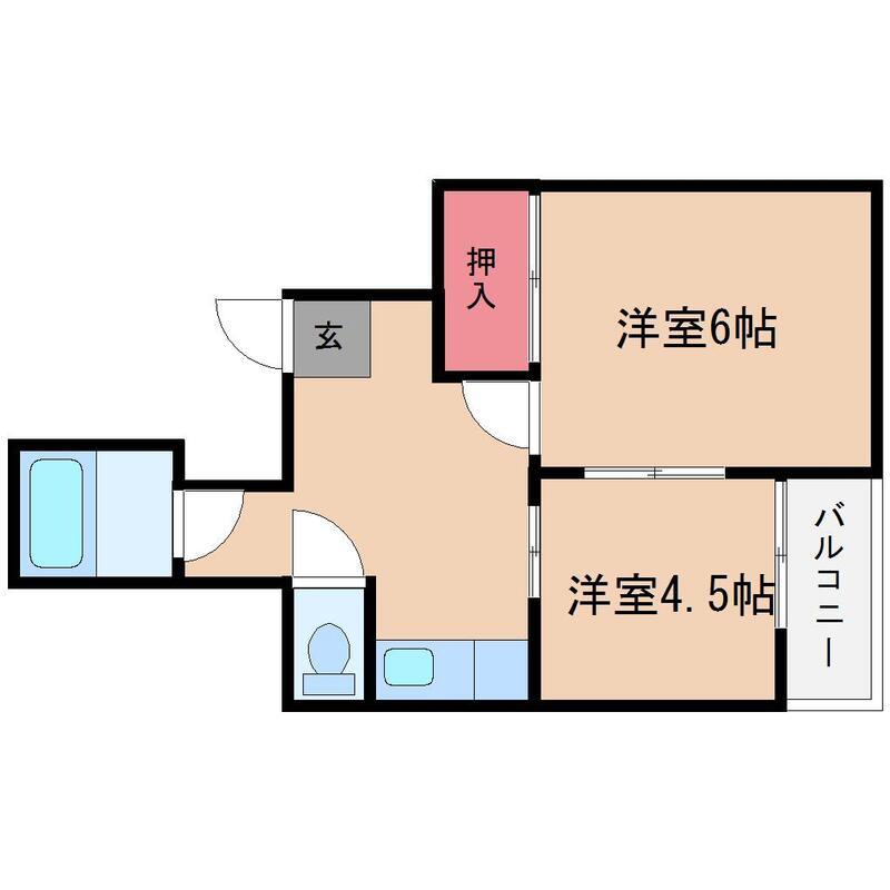 メゾン新高(2K/3階)の間取り写真