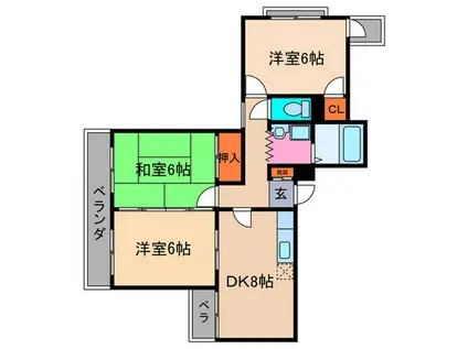 コーポハーティー21(3DK/3階)の間取り写真