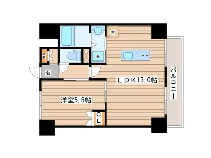 LUANA・AIR・RESIDENCE長町(1LDK/9階)の間取り写真