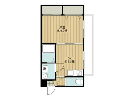 メゾンKAZU(1DK/2階)の間取り写真