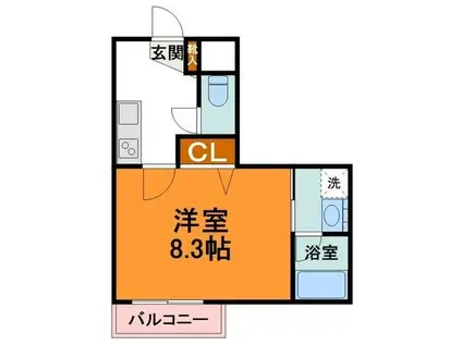 ヴィルノール国立(1K/4階)の間取り写真