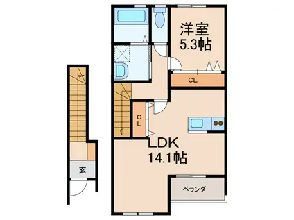 クラウンハイツ吹上I(1LDK/2階)の間取り写真