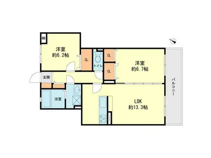 ディナスティVII(2LDK/2階)の間取り写真