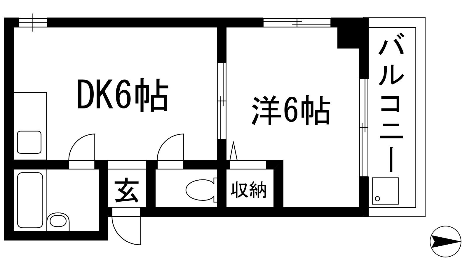 箕面コスモビル(1DK/2階)の間取り写真