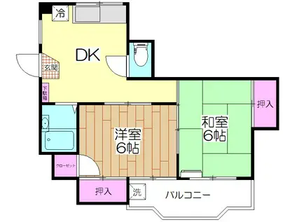 メゾン中台(2DK/2階)の間取り写真