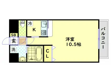 エイペックス上本町(1K/5階)の間取り写真