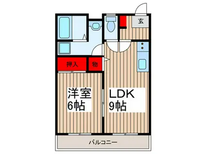 NSハイツ B棟(1LDK/2階)の間取り写真
