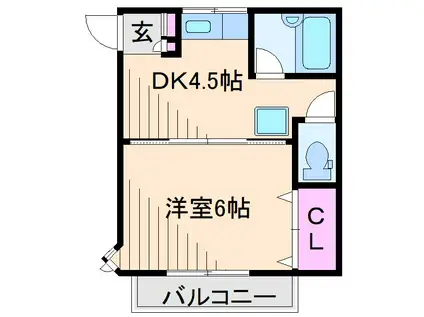 シャルム綱島(1DK/2階)の間取り写真