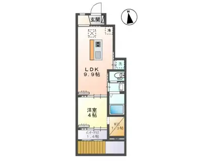 エスポア森本V(1LDK/1階)の間取り写真