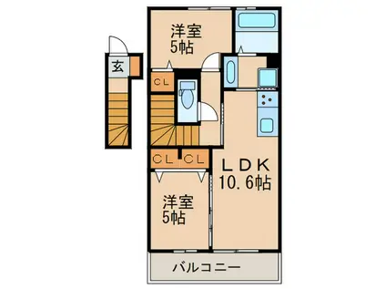 フル―レ神明(2LDK/2階)の間取り写真