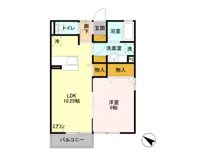 モンタンヴェール(1LDK/2階)の間取り写真