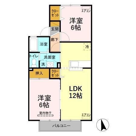ル・パサージュ(2LDK/2階)の間取り写真