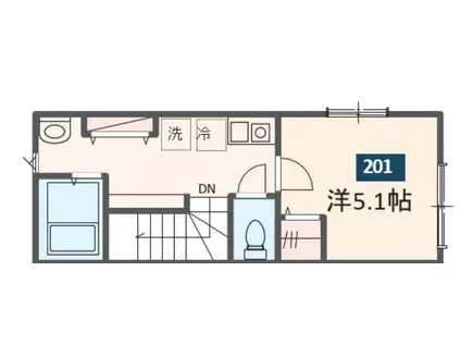 メゾンドエフユリガオカ(1K/2階)の間取り写真