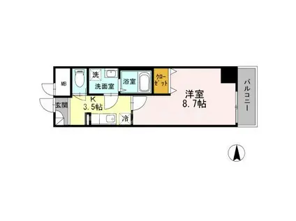 BJ氷川町(1K/2階)の間取り写真