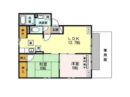 グリーンハイツ北山II(2LDK/1階)の間取り写真