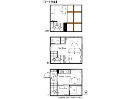 ハーミットクラブハウス上野毛(1DK/1階)の間取り写真