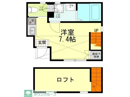 ヴィレッタ鶴見(ワンルーム/1階)の間取り写真