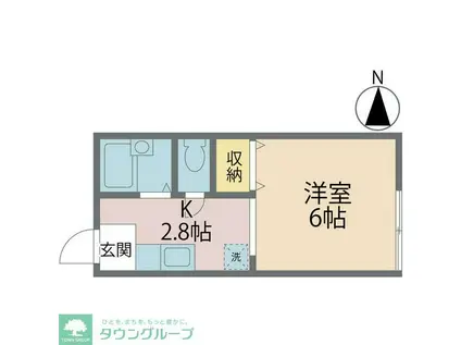 パークハイム多摩(ワンルーム/1階)の間取り写真