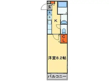 グランクラッセ津田沼B(1K/1階)の間取り写真