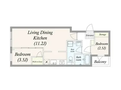 PRIMAL 石神井公園(2LDK/4階)の間取り写真
