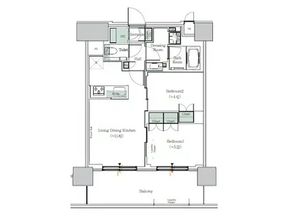 ONE ROOF RESIDENCE NISHI NIPPORI(2LDK/14階)の間取り写真