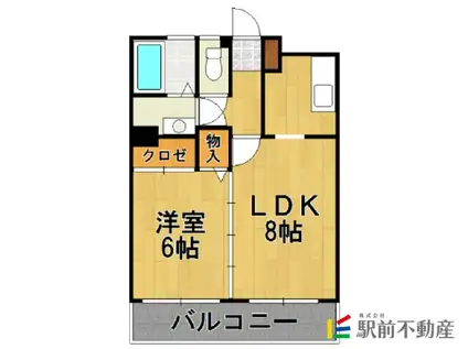 ヴィンテージ唐原II(1LDK/1階)の間取り写真