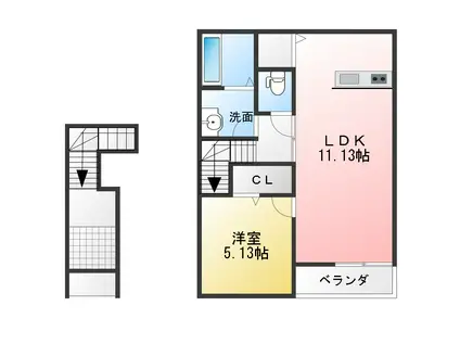 リーブルファイン則武II(1LDK/2階)の間取り写真