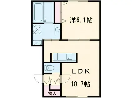 LANA A棟(1LDK/1階)の間取り写真