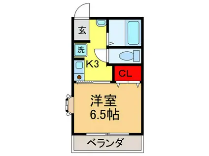 サンピア中山(1K/2階)の間取り写真