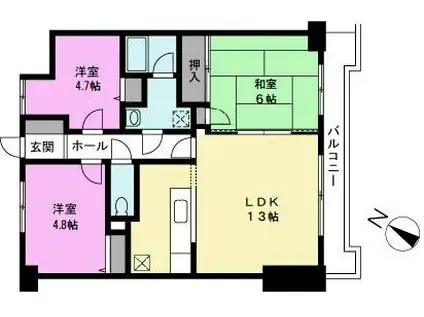 リジェール越谷(3LDK/6階)の間取り写真