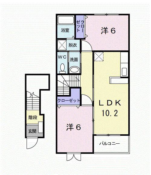 ブルック サイド 七島II棟(2LDK/2階)の間取り写真