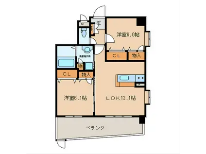 レジデンスソレイユ(2LDK/1階)の間取り写真