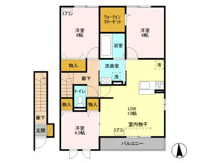 クラーレY(3LDK/2階)の間取り写真