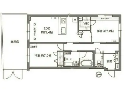 シグネチャーゼロセブン(2LDK/1階)の間取り写真