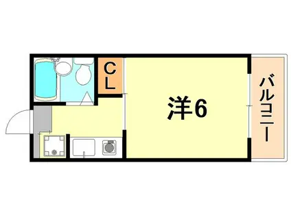 山手ダイヤハイツB(1K/8階)の間取り写真