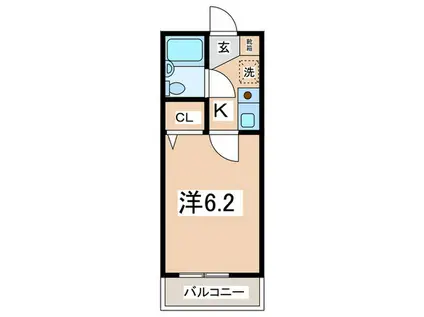 WOODBELLIIA(1K/1階)の間取り写真