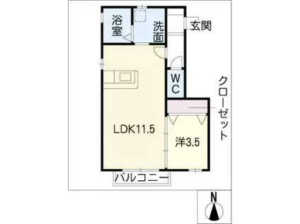 リバーサイド花長 A(1LDK/1階)の間取り写真